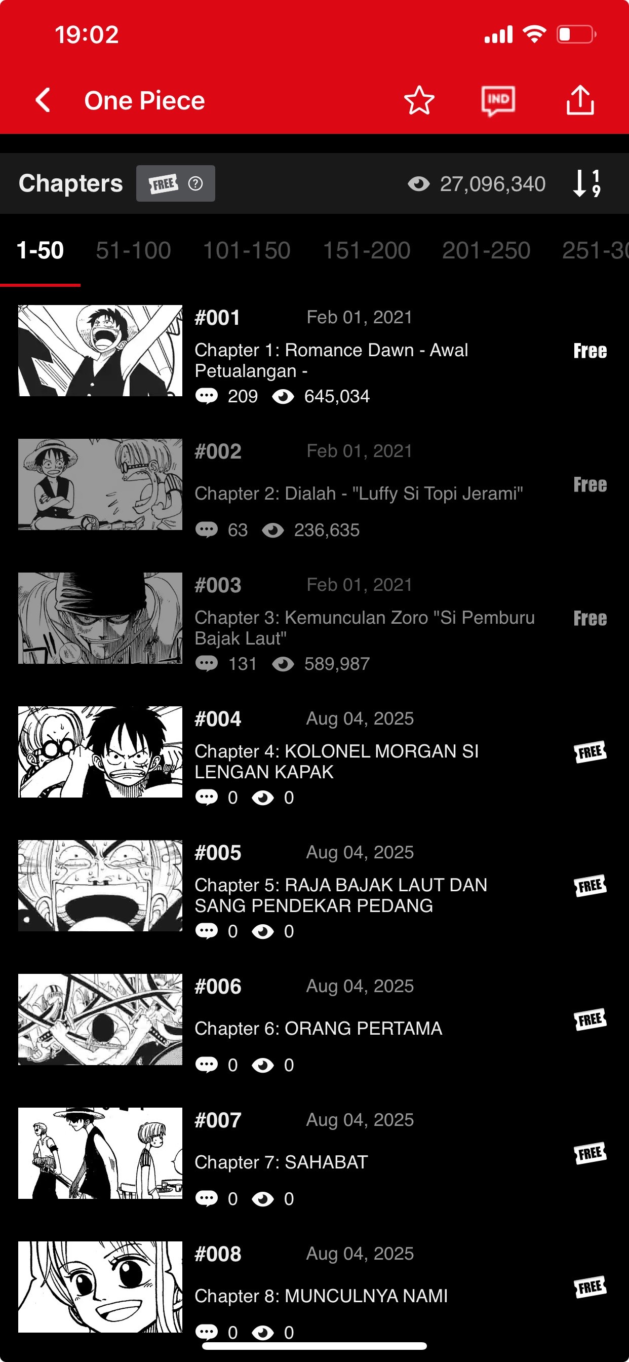 ¡MANGA Plus Lanza su Campaña de Lectura Gratuita para Fans en Indonesia a Partir de Hoy! Anuncio de MANGA Plus