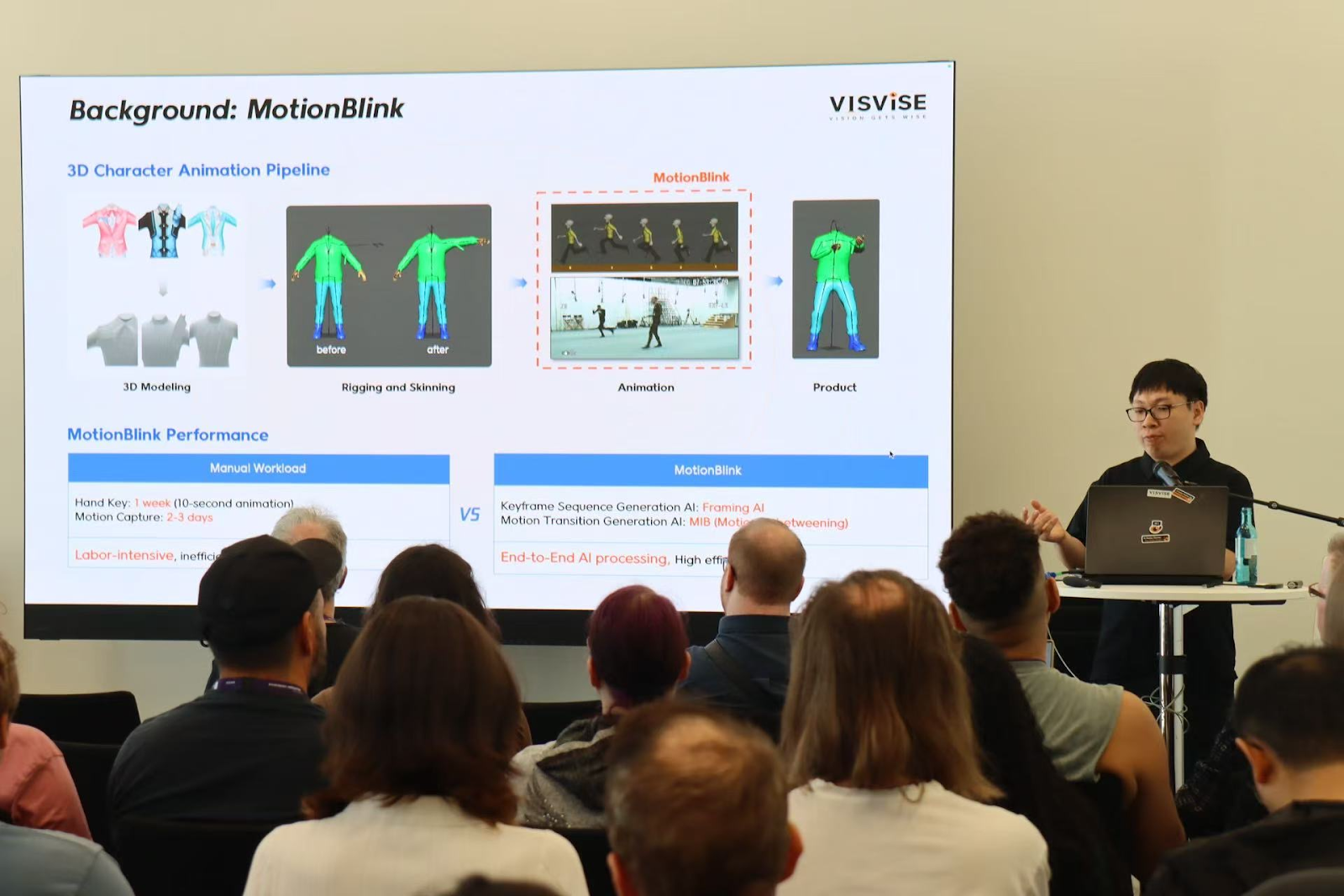 Zeng Zijiao presentando las aplicaciones y resultados de VISVISE en Devcom