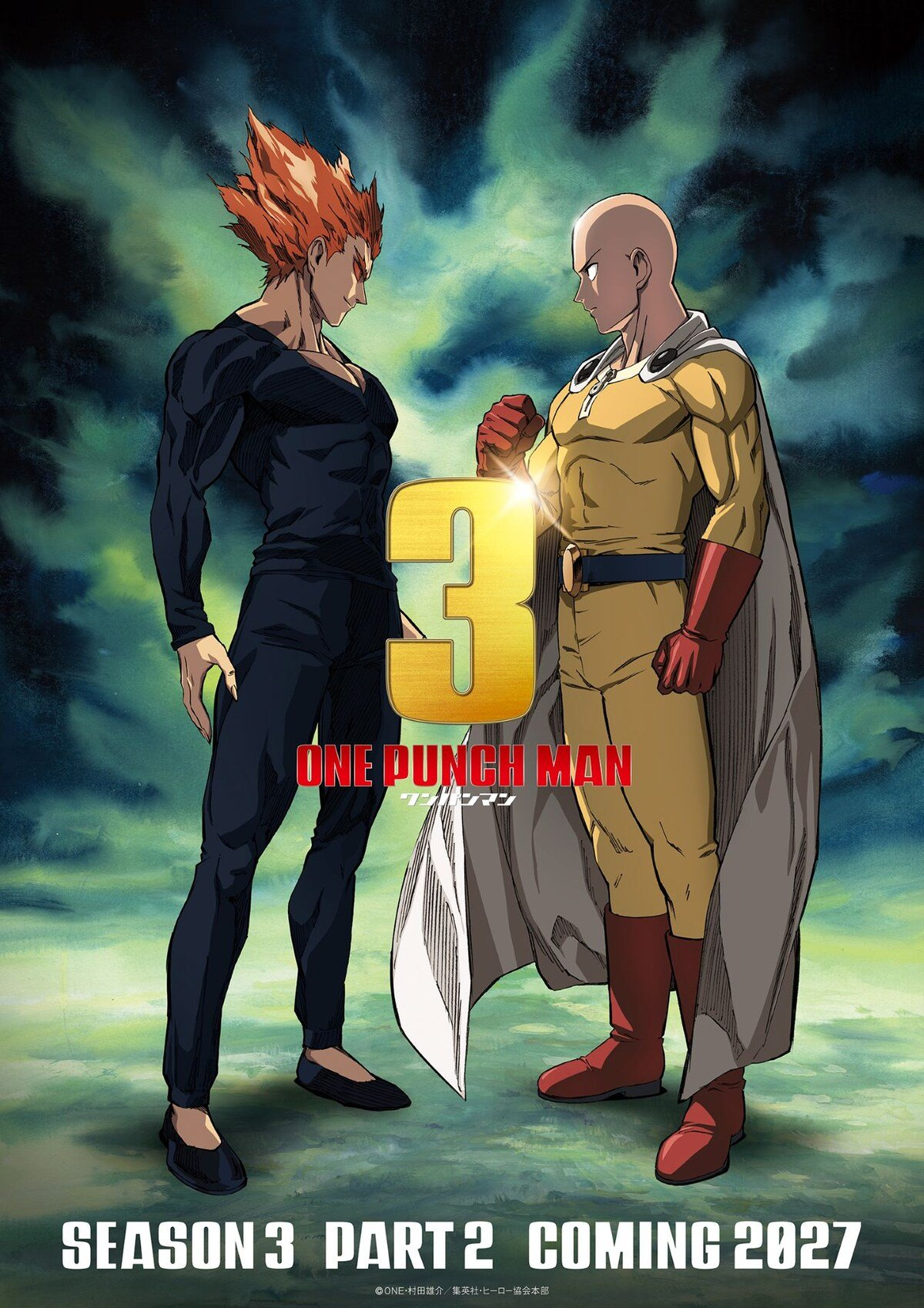 ¡Confirmado! La Temporada 3 de One-Punch Man tendrá su segunda parte en 2027 🚀🥊 ¡Prepárense para más acción! Visual de One-Punch Man Temporada 3 Parte 2 que revela la transmisión en 2027